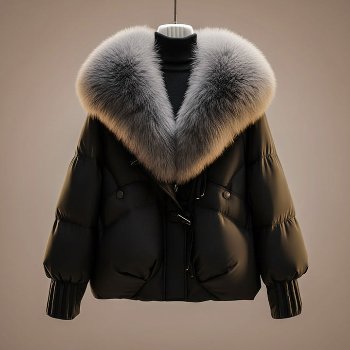 Elegant Quilted Women's Coat with Statement Collar
