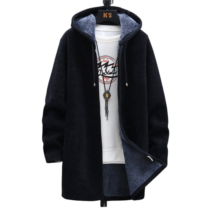 Warm Long Men's Winter Coat with Hood - Soft and Windproof