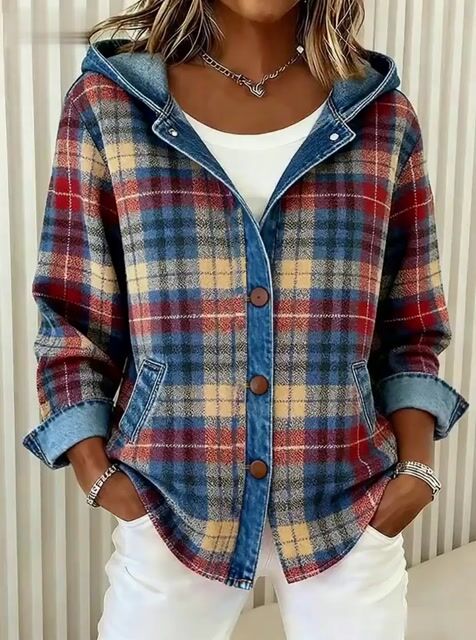 Women's Plaid Denim Jacket