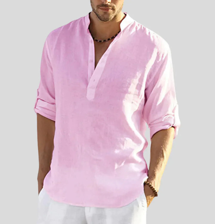 Elegant Men's Linen Shirt with Collar - Airy, Lightweight, and Versatile