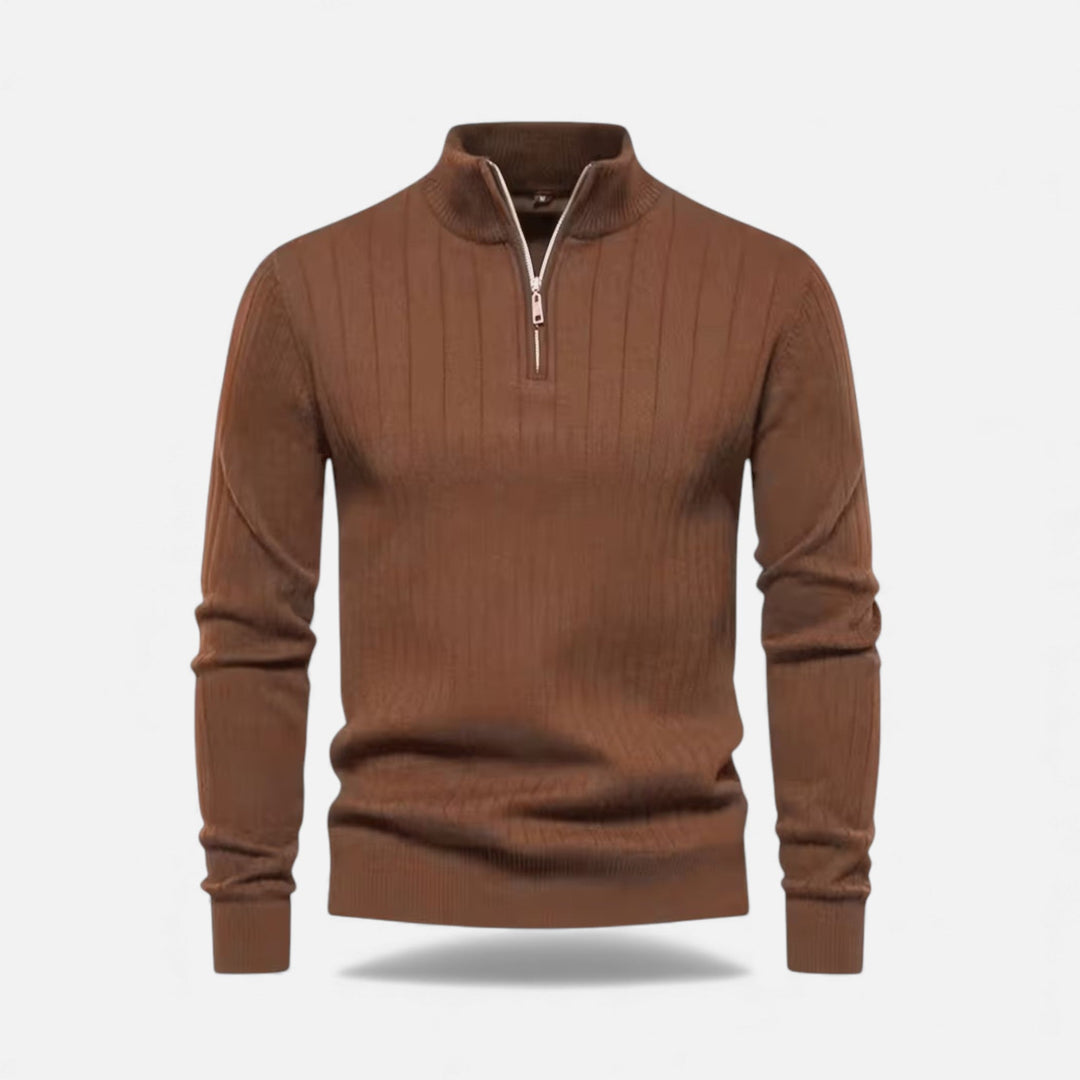 Warm Minimalist Men's Knit Zip Sweater