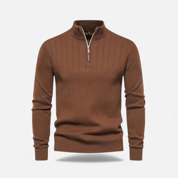 Warm Minimalist Men's Knit Zip Sweater