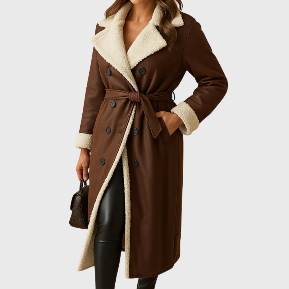Warm Women's Longline Winter Coat with Quilted Lining - Elegant Long Coat
