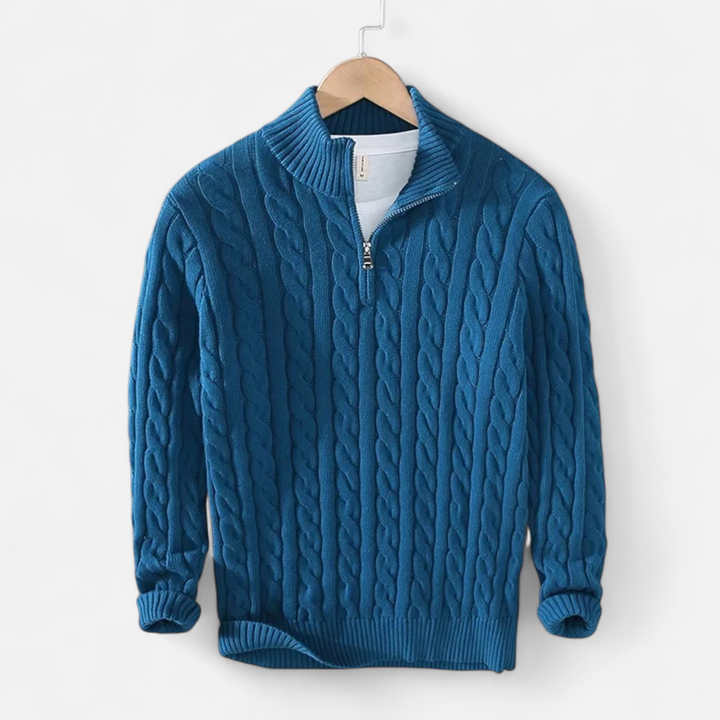 Men's Thick Turtleneck Pullover Sweater with Zipper