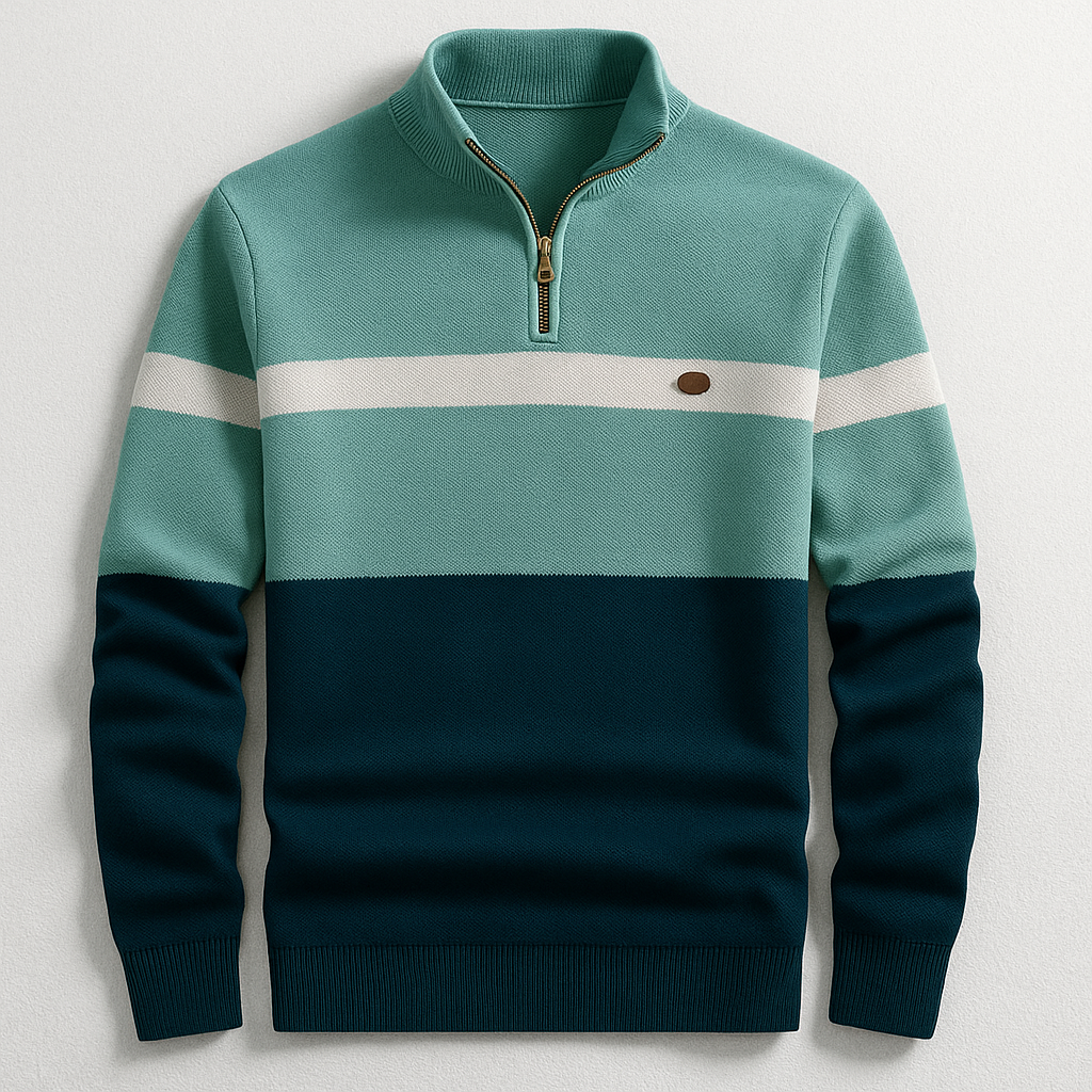 Men's Striped Zip-Up Pullover