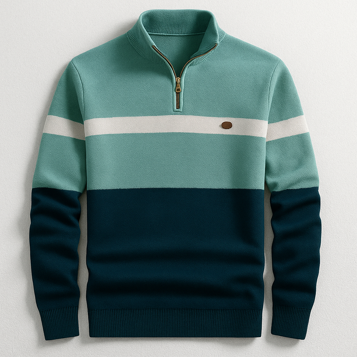 Men's Striped Zip-Up Pullover