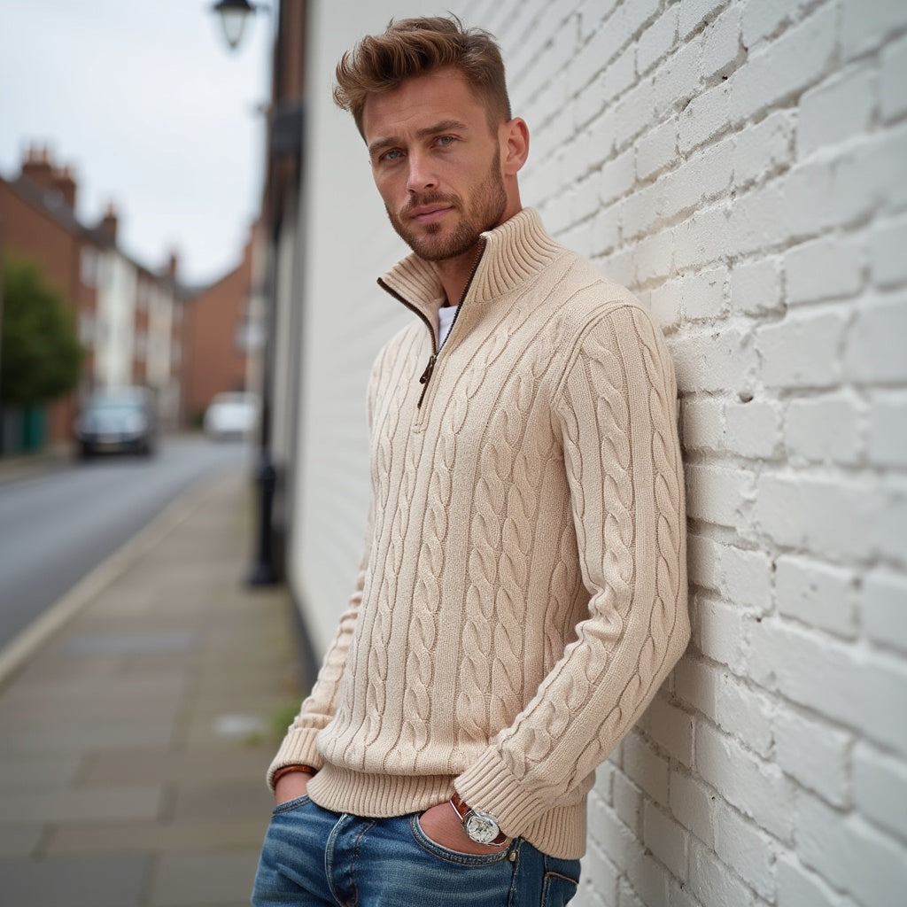 Men's Cotton Knit Pullover Sweater - Breathable and Lightweight