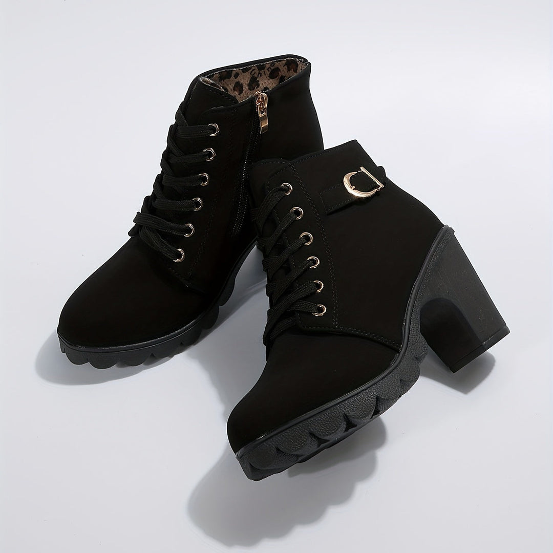 Elegant Women's Block Heel Ankle Boots - Versatile Ankle Boots