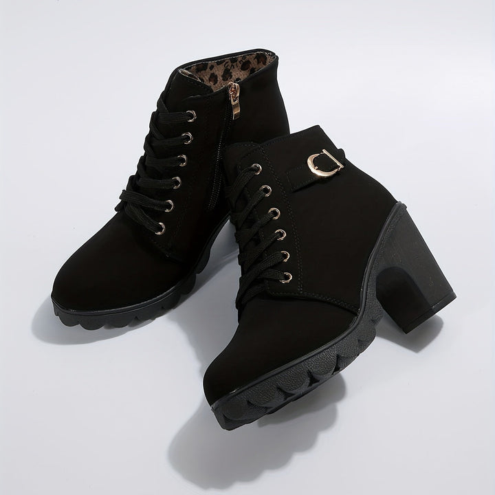 Elegant Women's Block Heel Ankle Boots - Versatile Ankle Boots