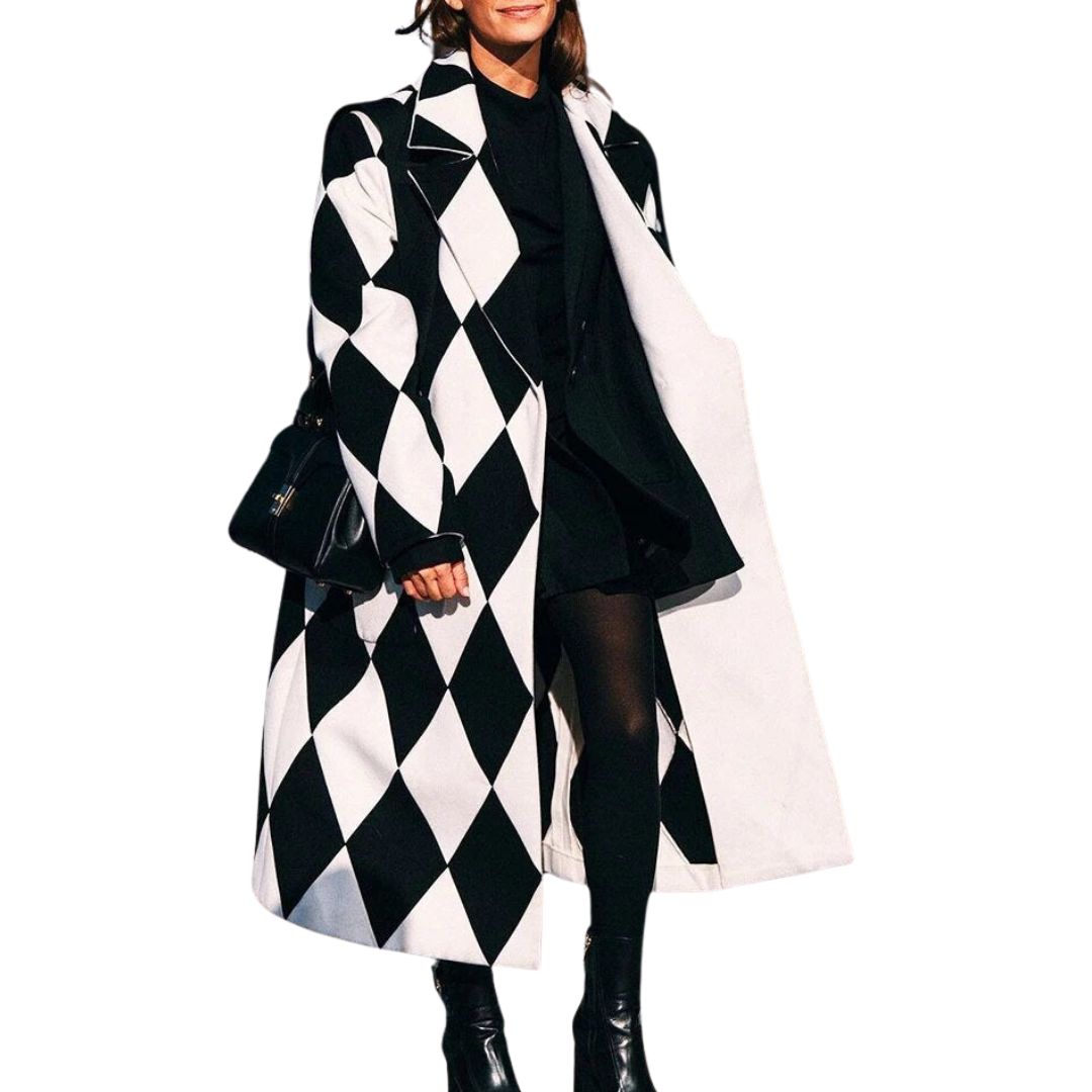 Elegant Oversized Women's Coat with Artistic Patterns