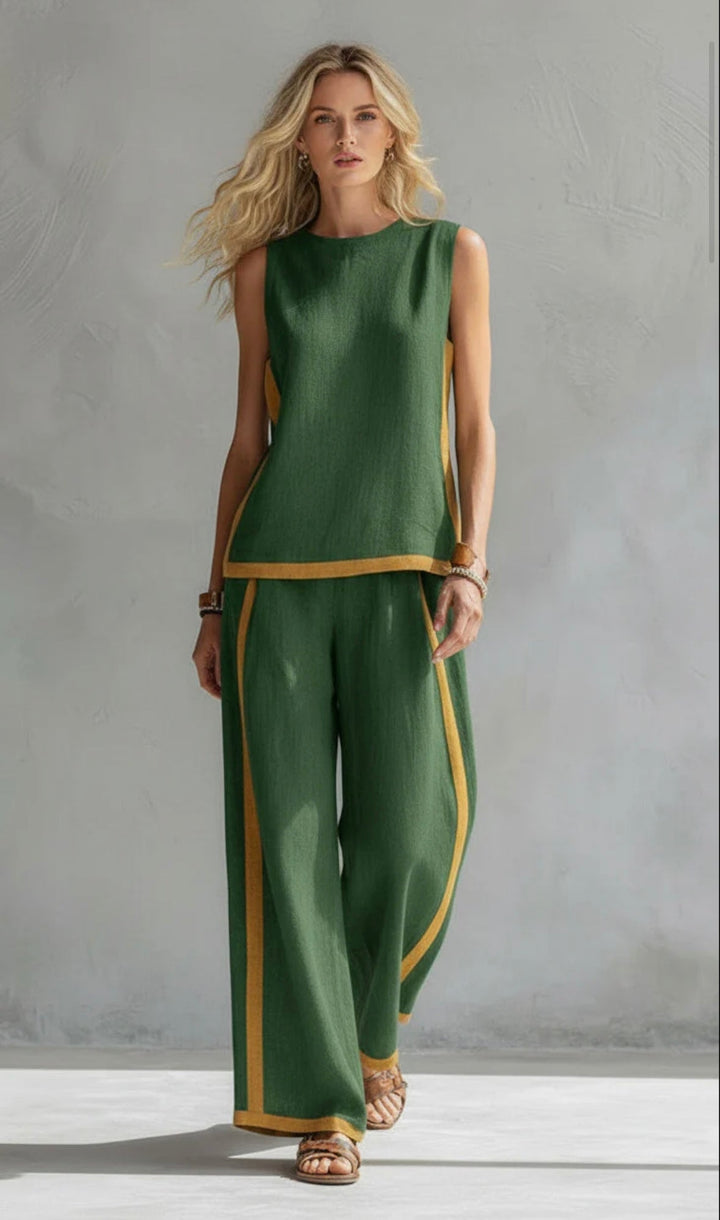 Elegant Wide Leg Women's Two Piece Summer Set