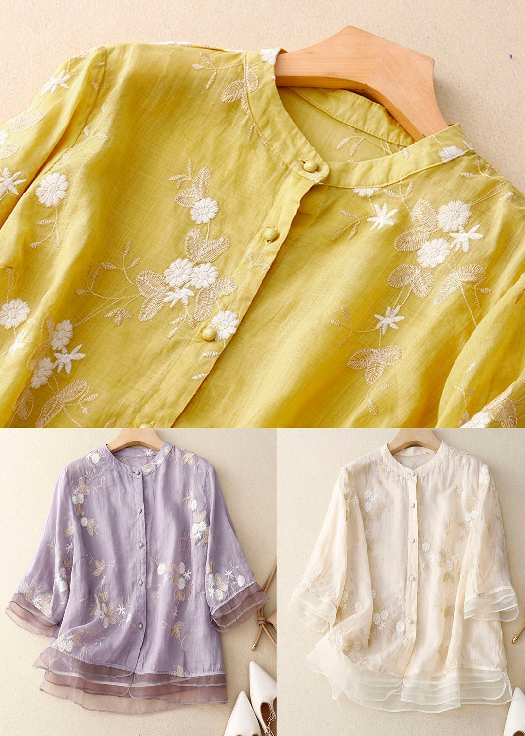 Elegant Chic Women's Blouse with Floral Accents