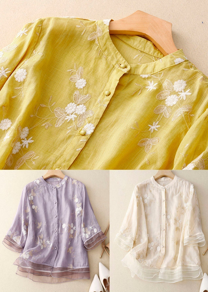 Elegant Chic Women's Blouse with Floral Accents