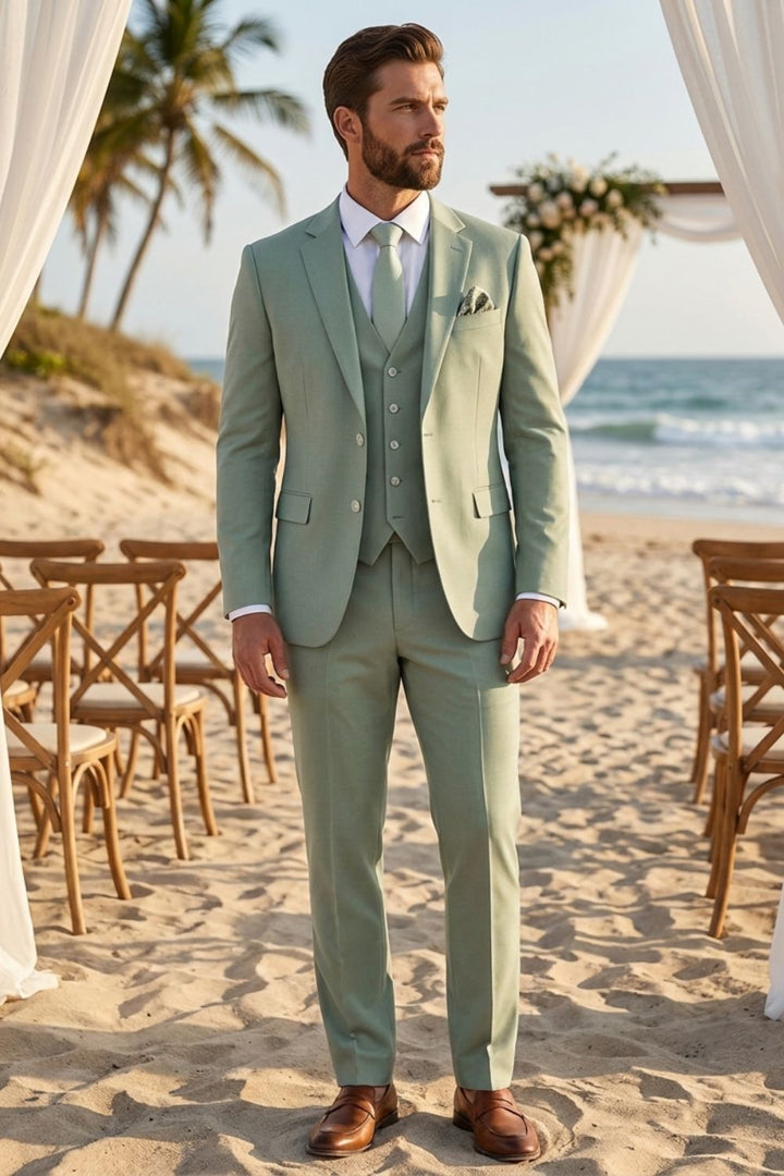 Elegant Slim-Fit Men's Three-Piece Suit