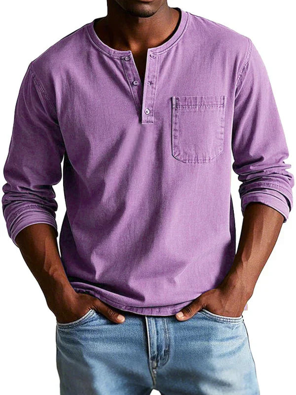 Casual Long Sleeve Men's Henley Shirt