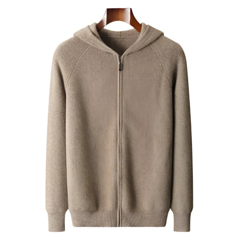 Men's Zip Pullover with Front Zipper - Elegant Knit Sweater for Business and Casual Wear