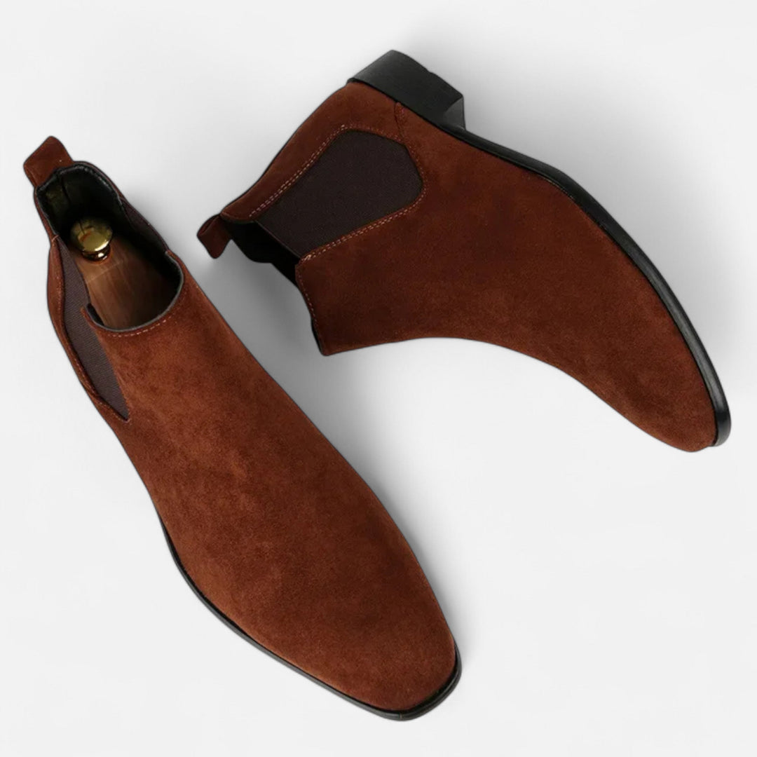 Men's Elegant Suede Chelsea Boots with Square Toe