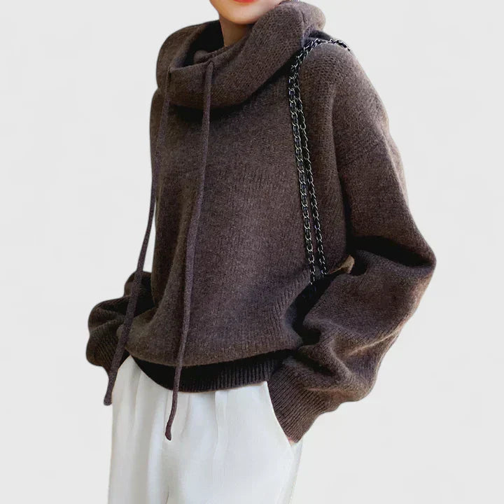 Cozy Women's Knit Hoodie - Soft Pullover for Relaxed Comfort