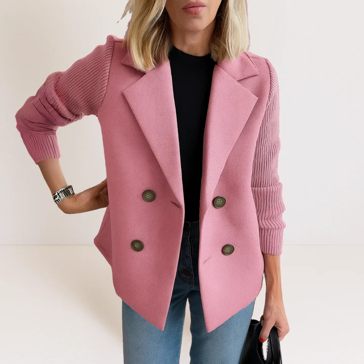 Elegant Women's Casual Blazer with Double-Breasted Closure