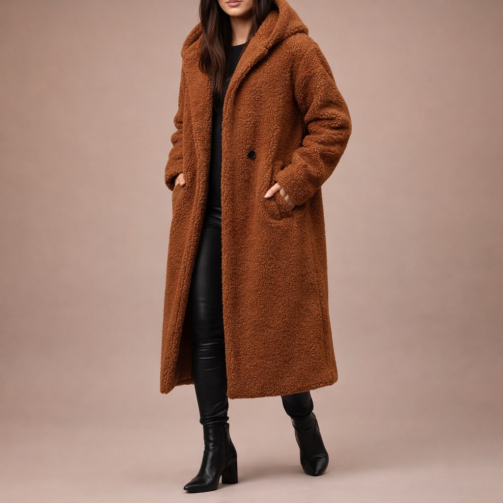 Elegant Hooded Women's Long Coat