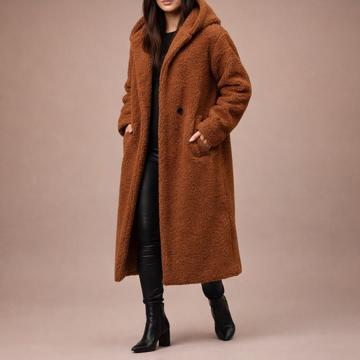 Elegant Hooded Women's Long Coat