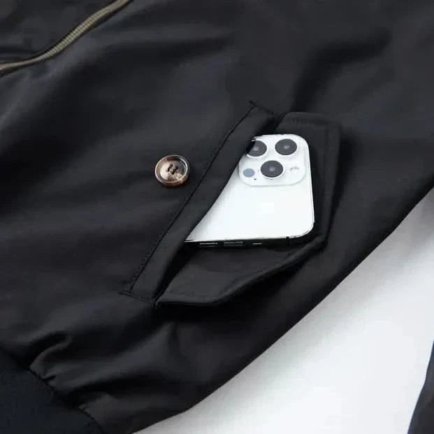 Classic Men's Bomber Jacket with Plaid Lining