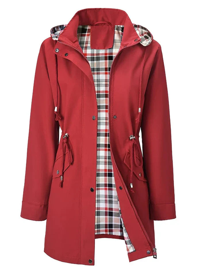 Women's Waterproof Jacket with Plaid Lining