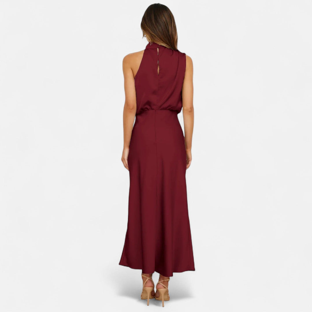 Women's Elegant Sleeveless Long Satin Dress