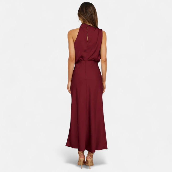 Women's Elegant Sleeveless Long Satin Dress