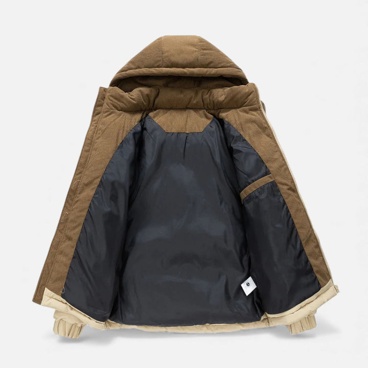 Lined Warm Men's Winter Jacket with Removable Hood
