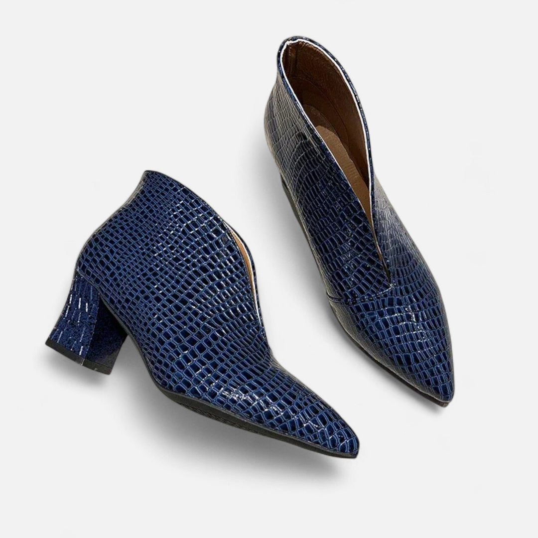 Elegant Patent Leather Women's Ankle Boots with V-Cut