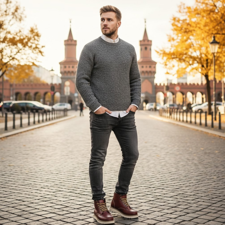Men's Classic Retro Boots with Faux Fur Lining - Warm Winter Boots