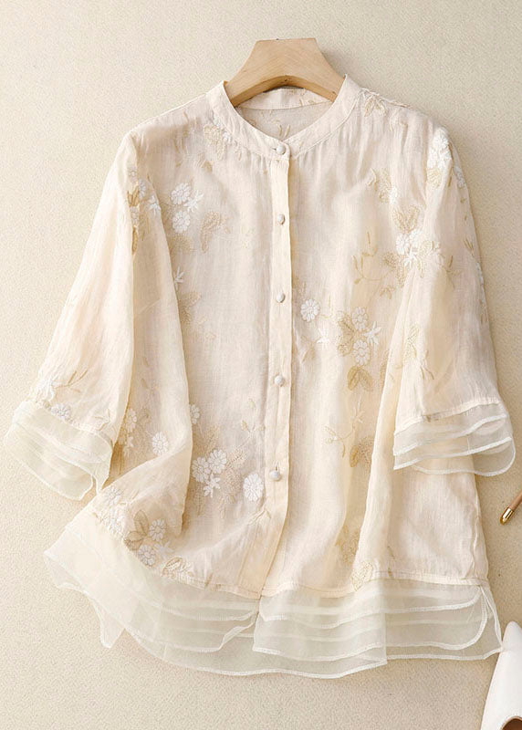 Elegant Chic Women's Blouse with Floral Accents