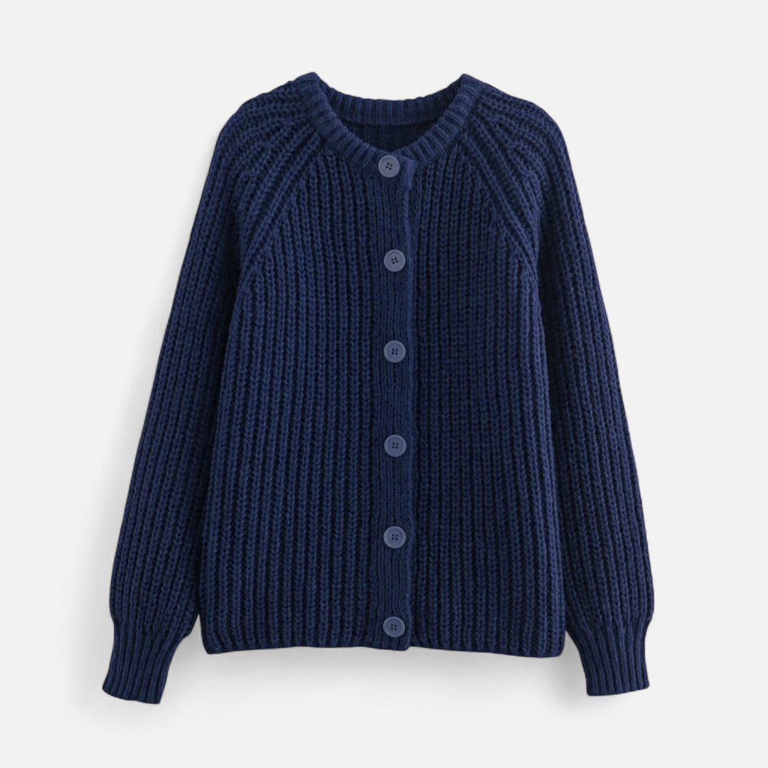 Women's Vintage Knit Cardigan with Round Neckline