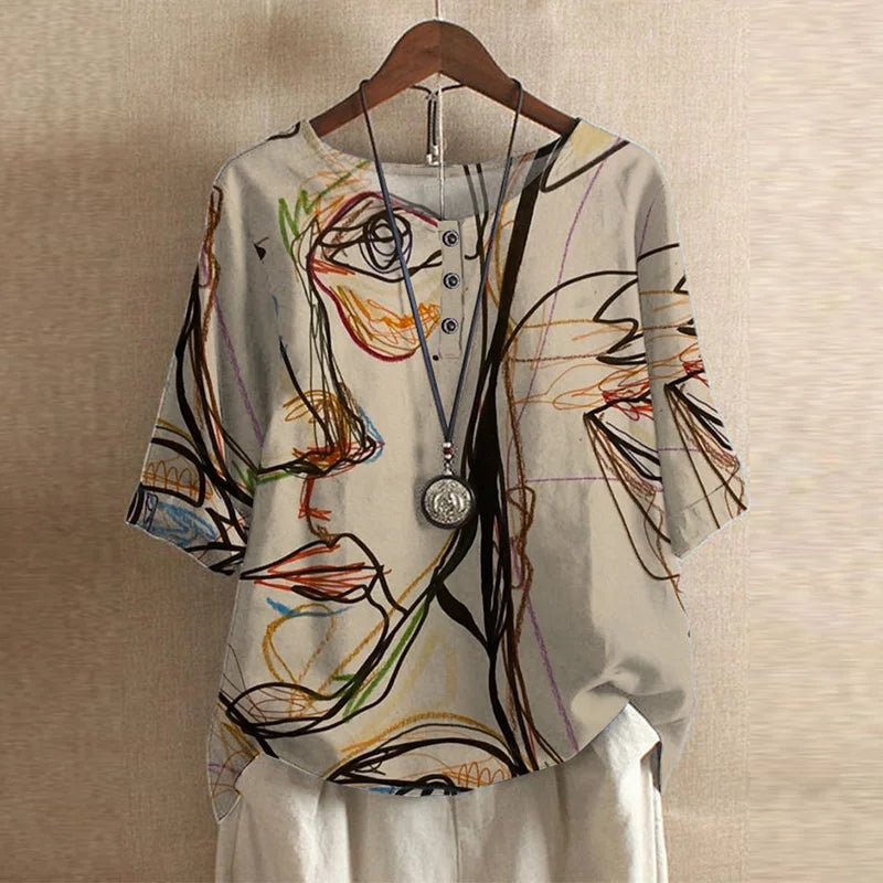 Elegant Retro-Inspired Women's Floral Blouse