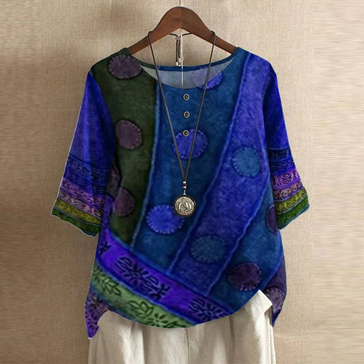 Elegant Retro-Inspired Women's Floral Blouse