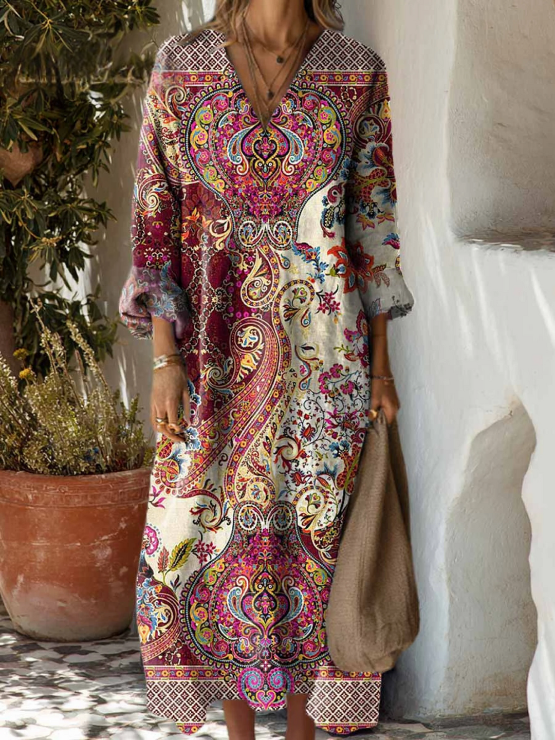Women's Vintage Floral Print Cotton Dress