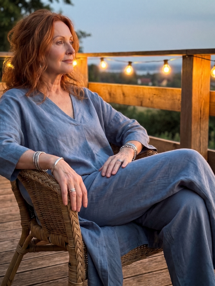 Comfortable Casual Women's Tunic Top & Wide Leg Pant Set