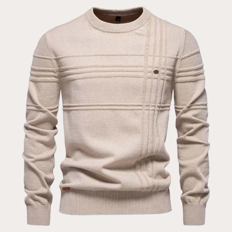 Patterned Crew Neck Sweater Men's Knit Pullover