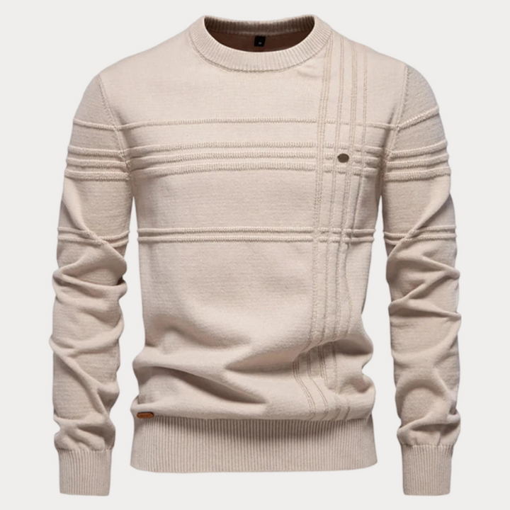 Patterned Crew Neck Sweater Men's Knit Pullover