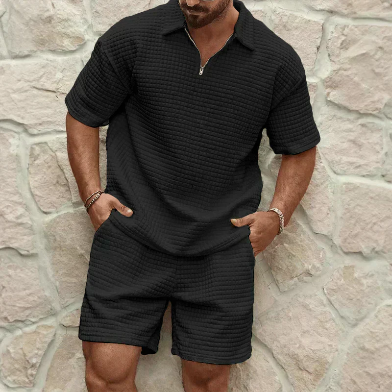 Breathable Waffle Knit Men's Summer Co-Ord Set