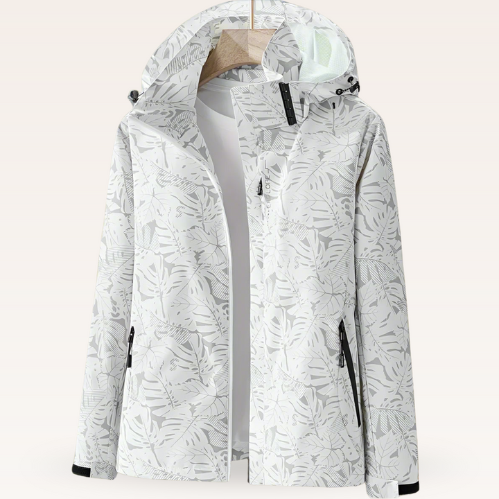 Waterproof Women's Summer Jacket with Leaf Print - Lightweight and Breathable