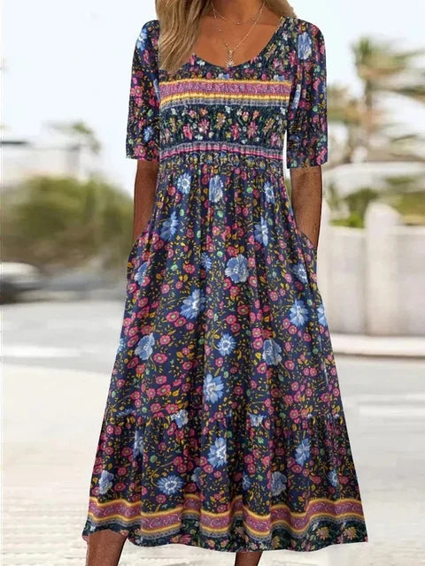 Boho Printed Women's Midi Dress