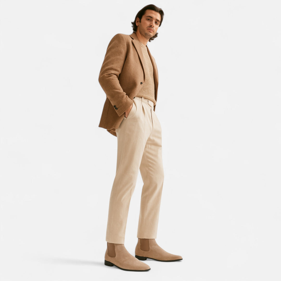 Men's Elegant Suede Chelsea Boots with Square Toe