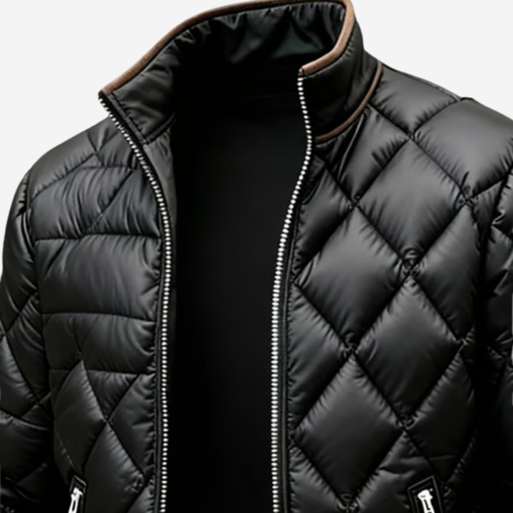 Men's Quilted Jacket - Lightweight Diamond Quilting with Thermal Insulation
