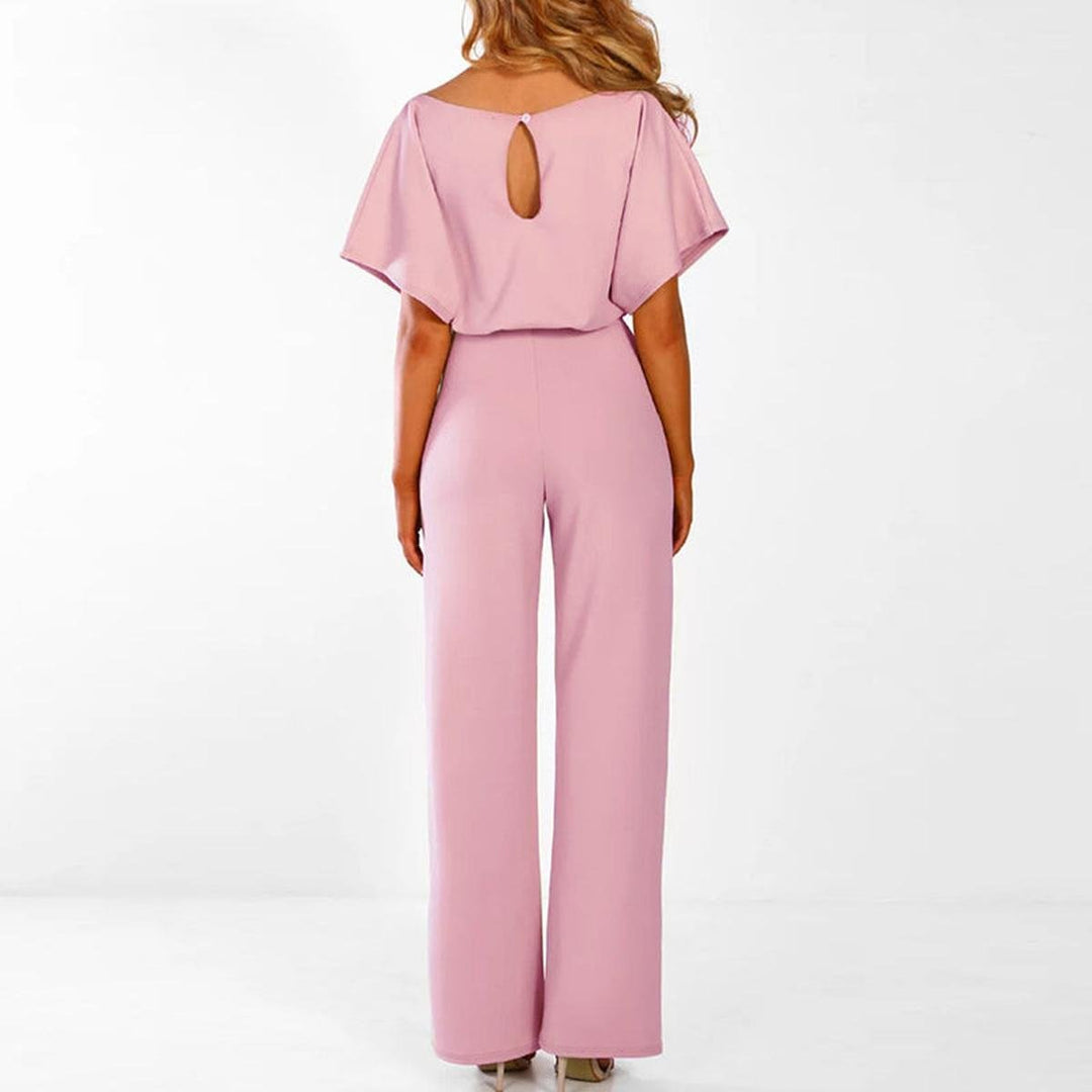 Casual Belted Women's Short Sleeve Jumpsuit