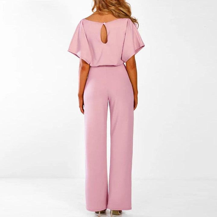 Casual Belted Women's Short Sleeve Jumpsuit