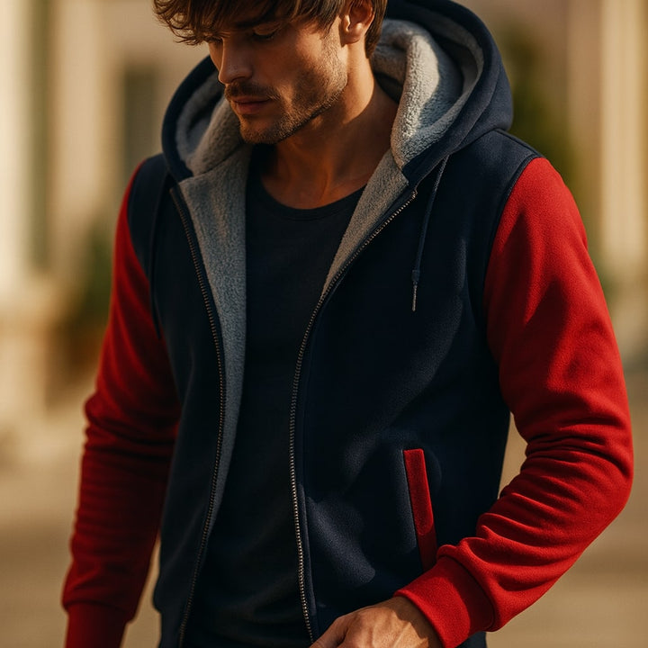 Warm Sherpa-Lined Men's Hooded Jacket