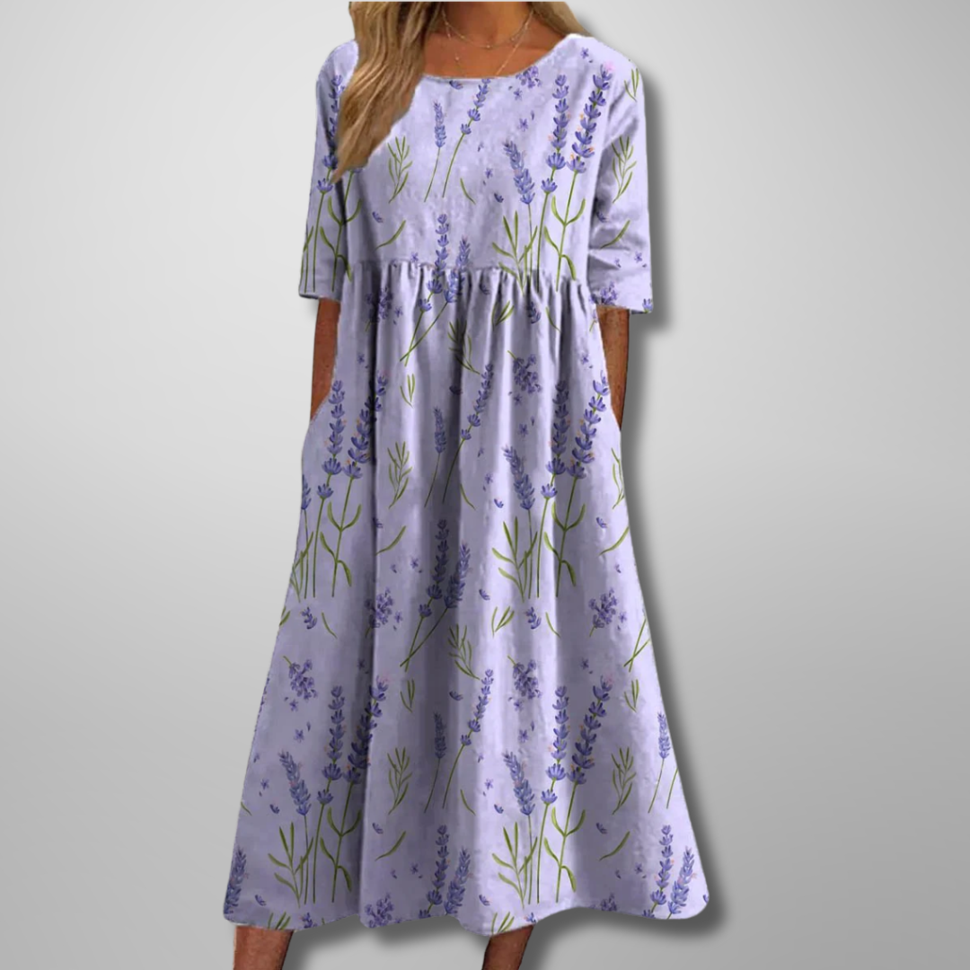 Elegant Relaxed Women's Floral Midi Dress
