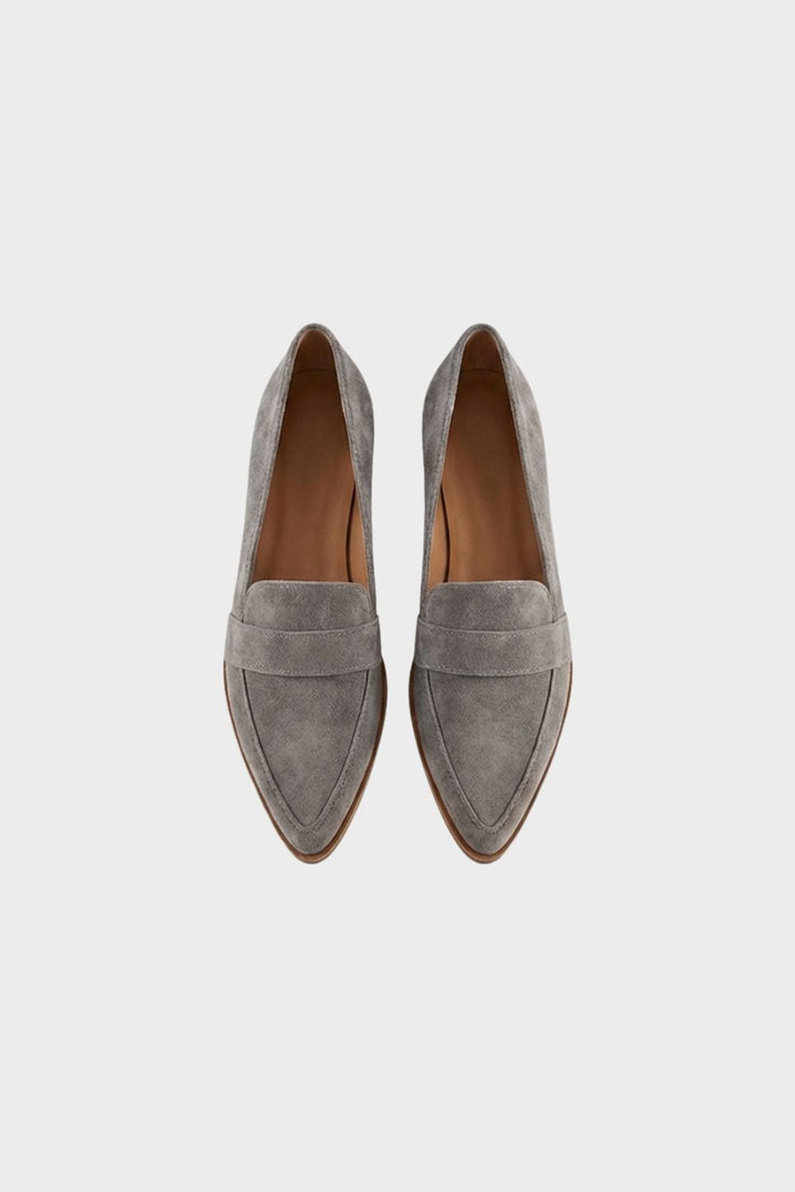 Elegant Pointed-Toe Women's Suede Loafers with Block Heel